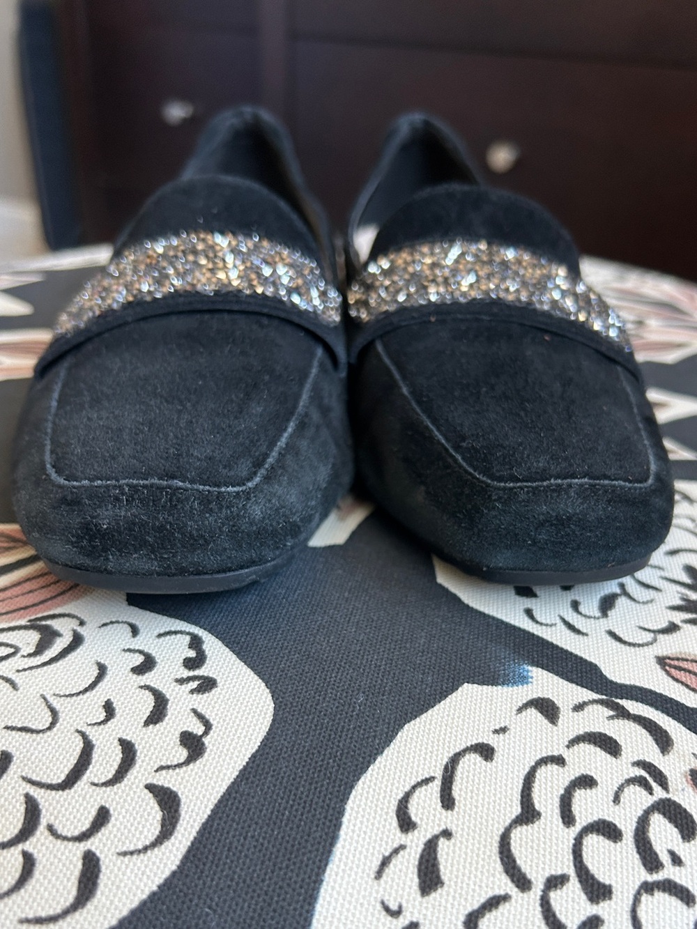 Karl Lagerfeld Paris Quincy Black Suede Rhinestone Loafers Size 8 - Picture 7 of 12